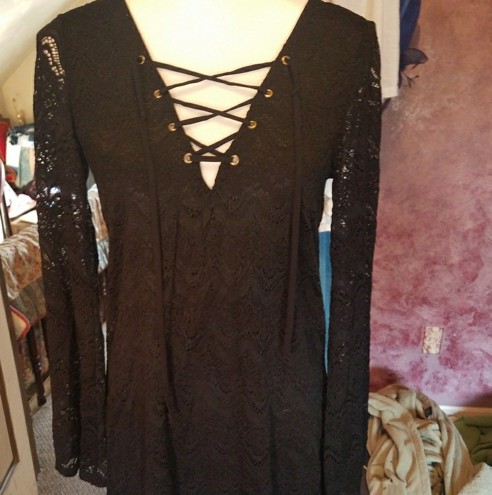 L.a. hearts lace up black dress